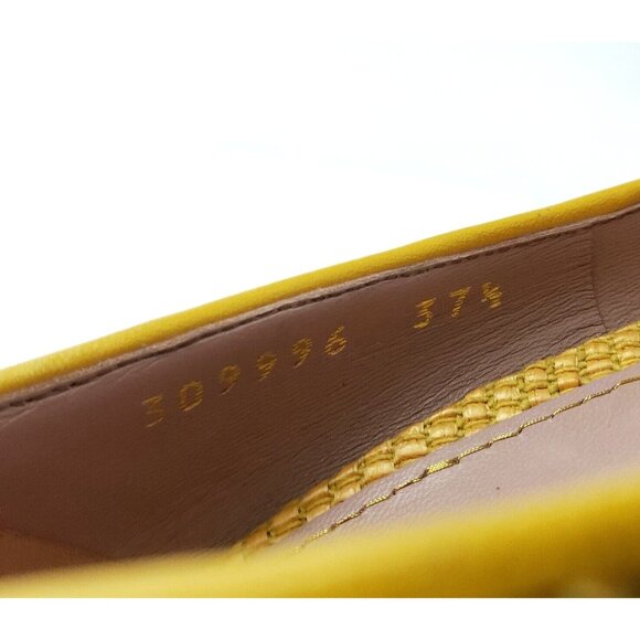 Gucci Bumblebee Woven Cork Platform Pump Stiletto Almond Round Toe Yellow US 7.5 - Picture 7 of 10